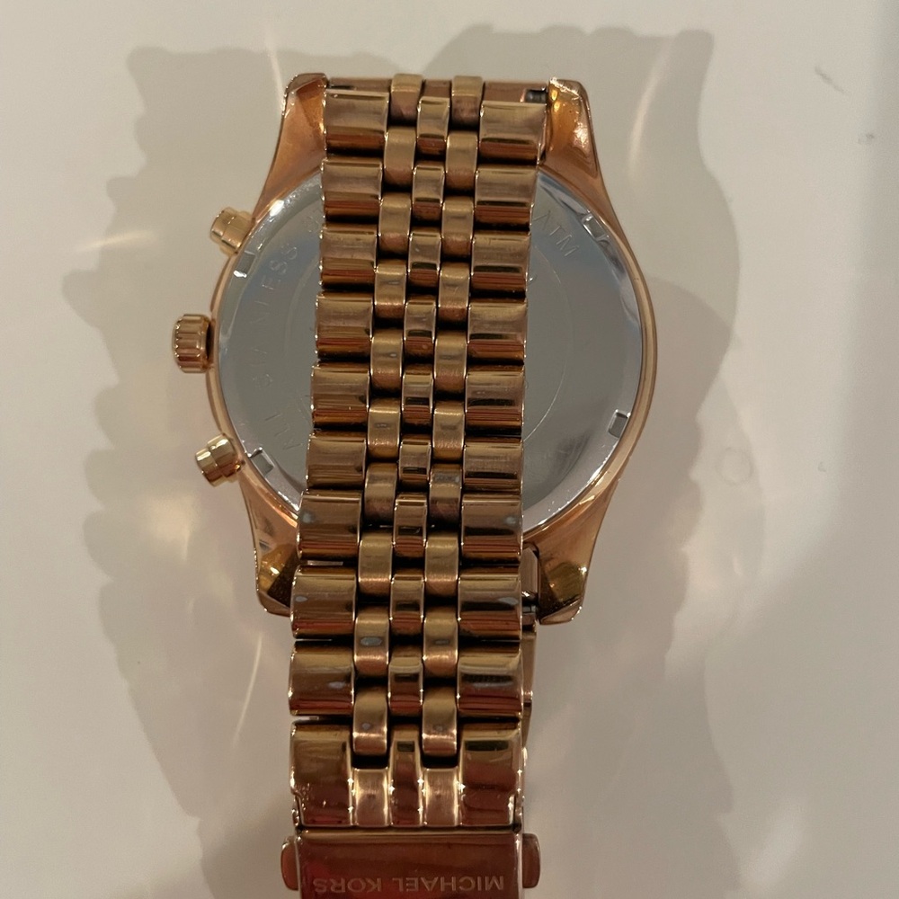 Michael Kors Pink and Gold Chronograph Watch - Picture 2 of 3
